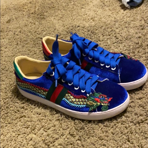 gucci blue dragon shoes